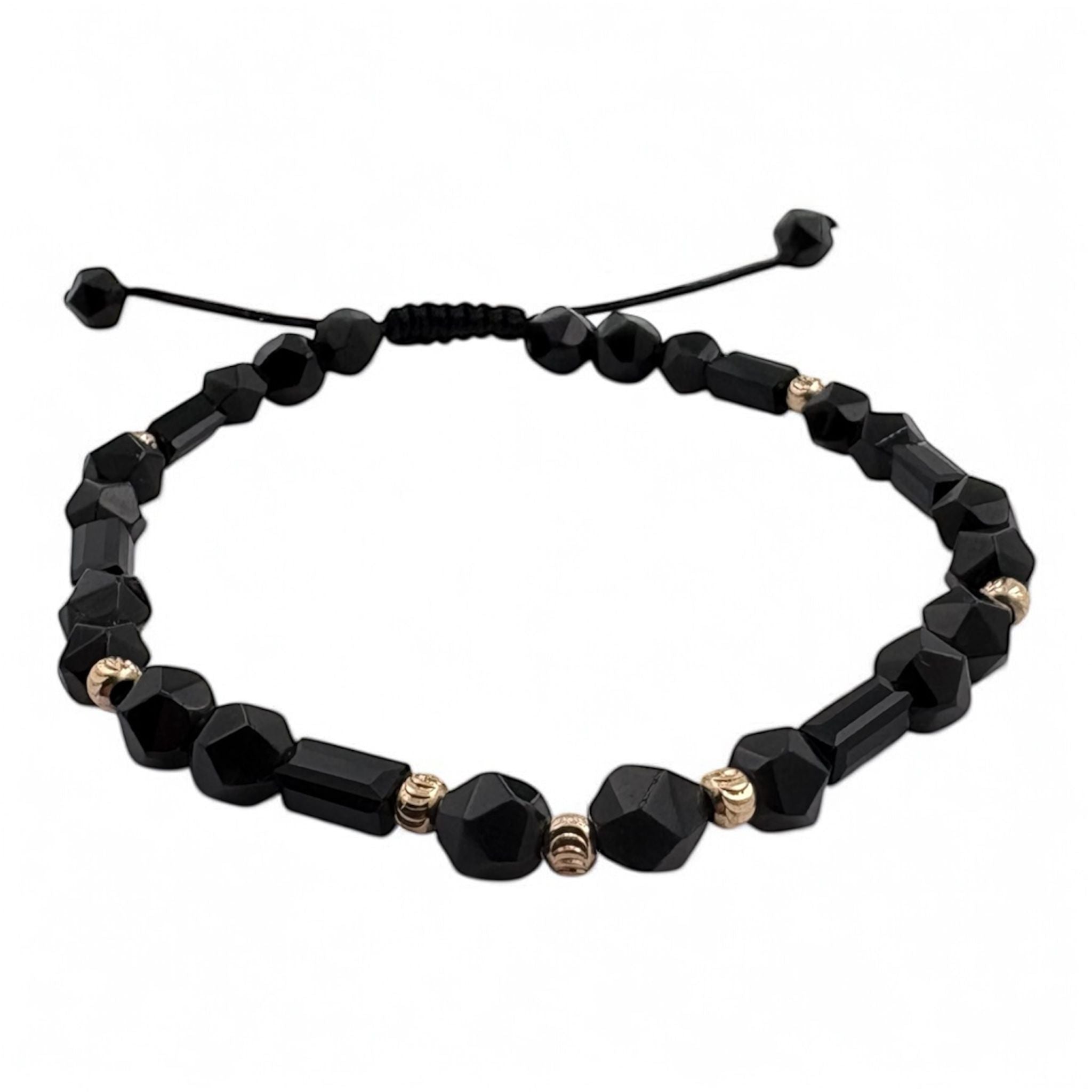 Bratara Bilute Moon Aur 14K cu Margele Negre