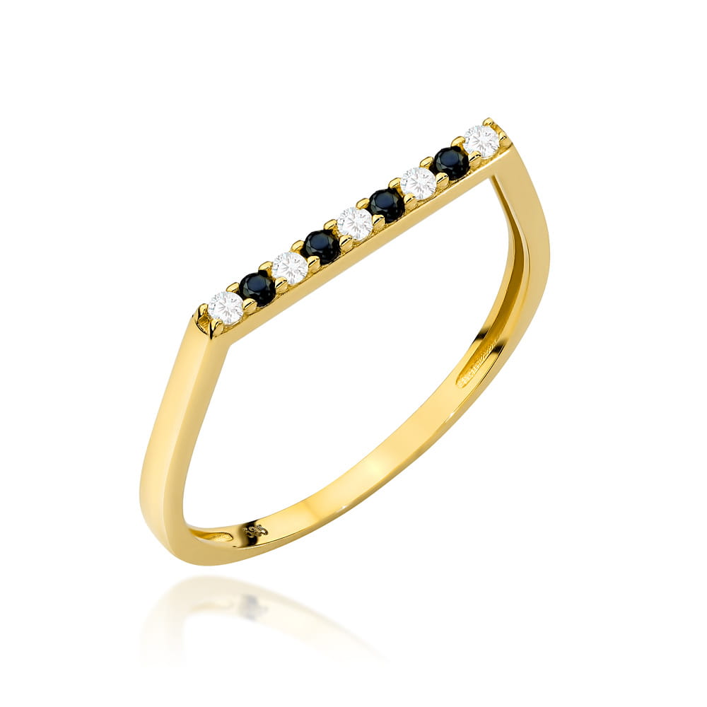 Inel Aur 14k cu Zirconii Albe si Negre