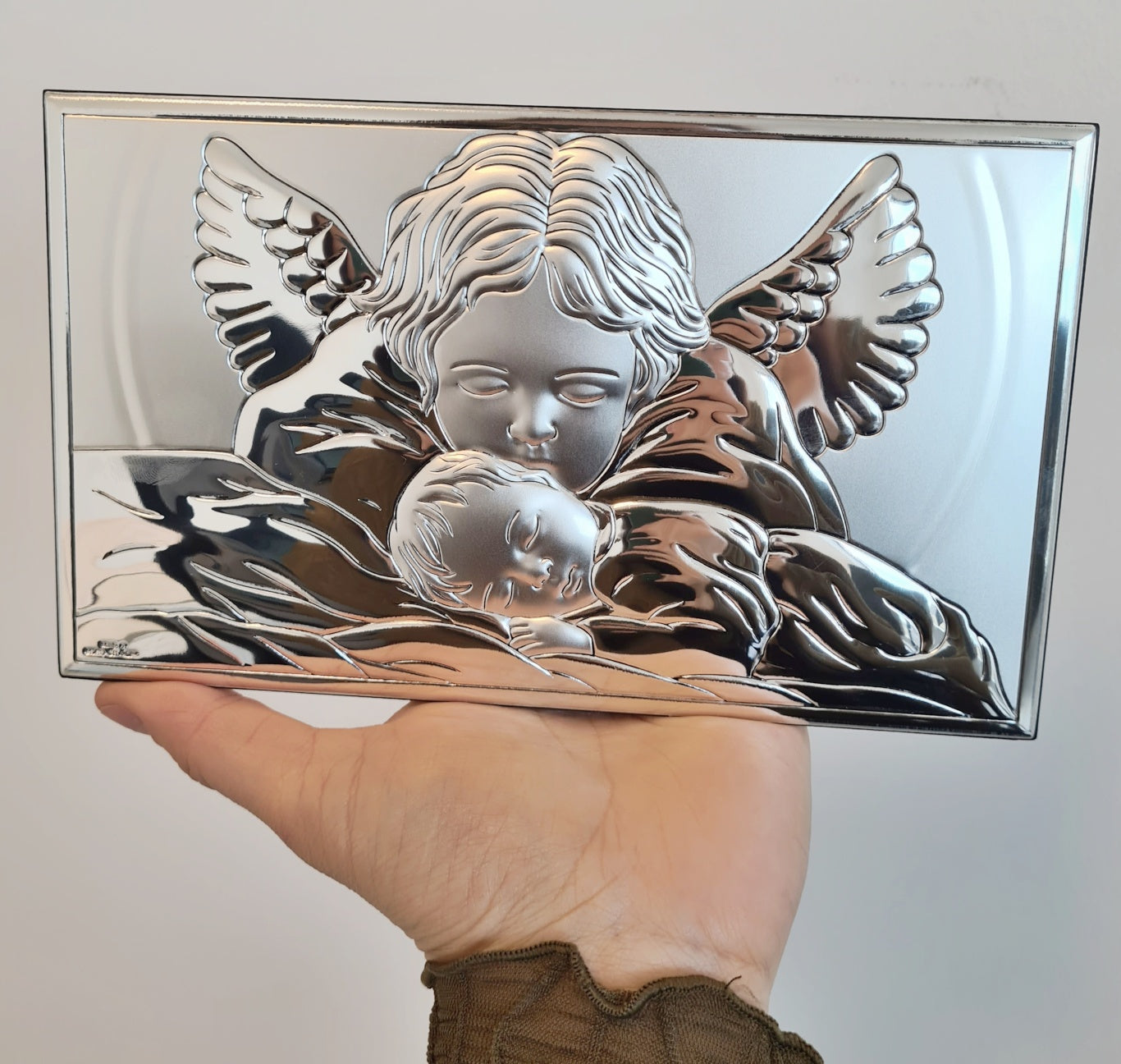 Tablou Ingeras Pazitor Argint 925 20x12cm