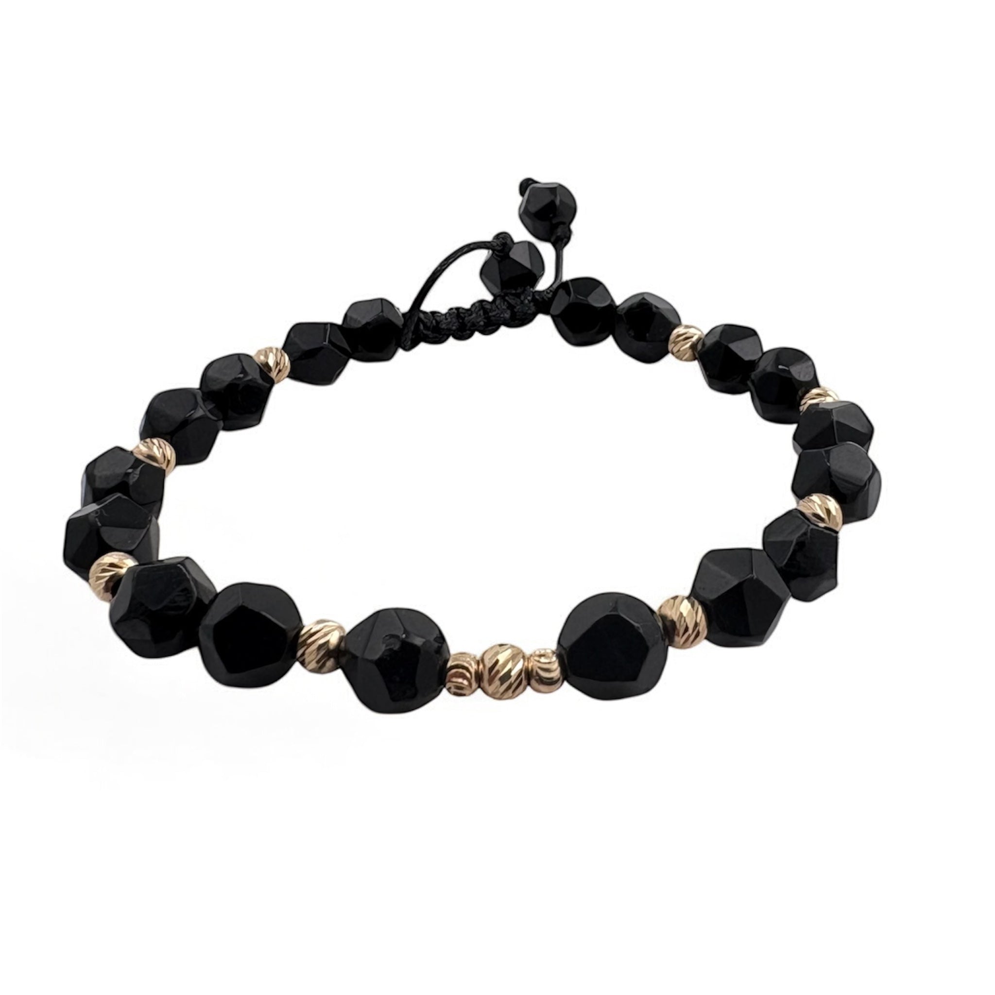 Bratara Bilute Slash Aur 14K cu Margele Negre