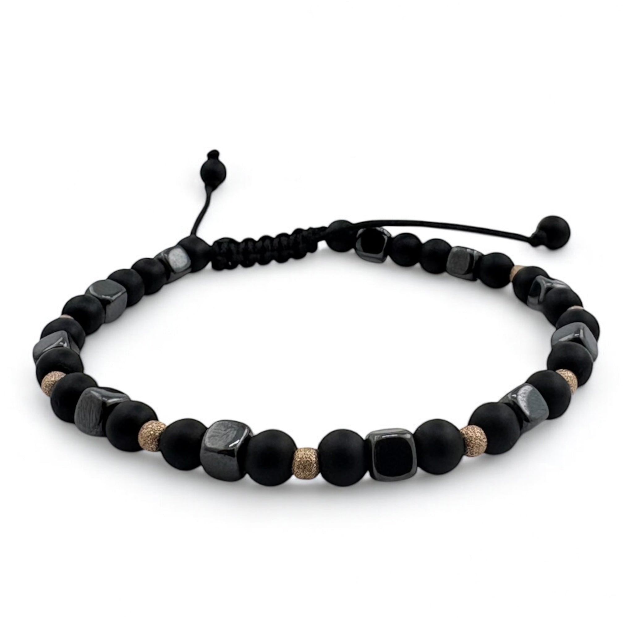 Bratara Bilute Stardust Aur 14K cu Margele  Negre si Grafit