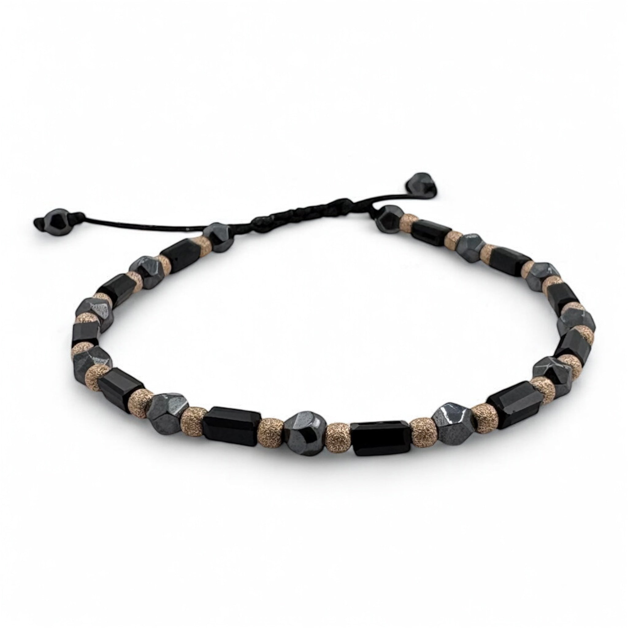 Bratara Bilute Stardust Aur 14K cu Margele Negre si Grafit