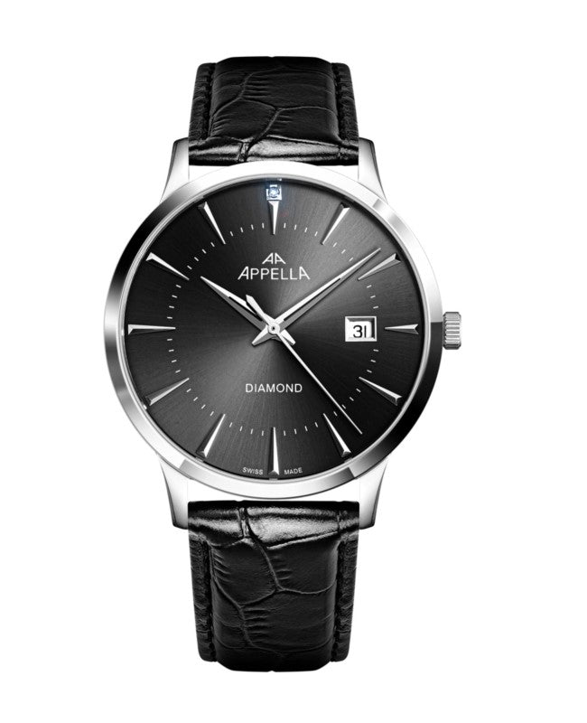 Ceas Appella, L12003.5296DQ, 40 mm, silver, cadran cu diamante (1 piatră)