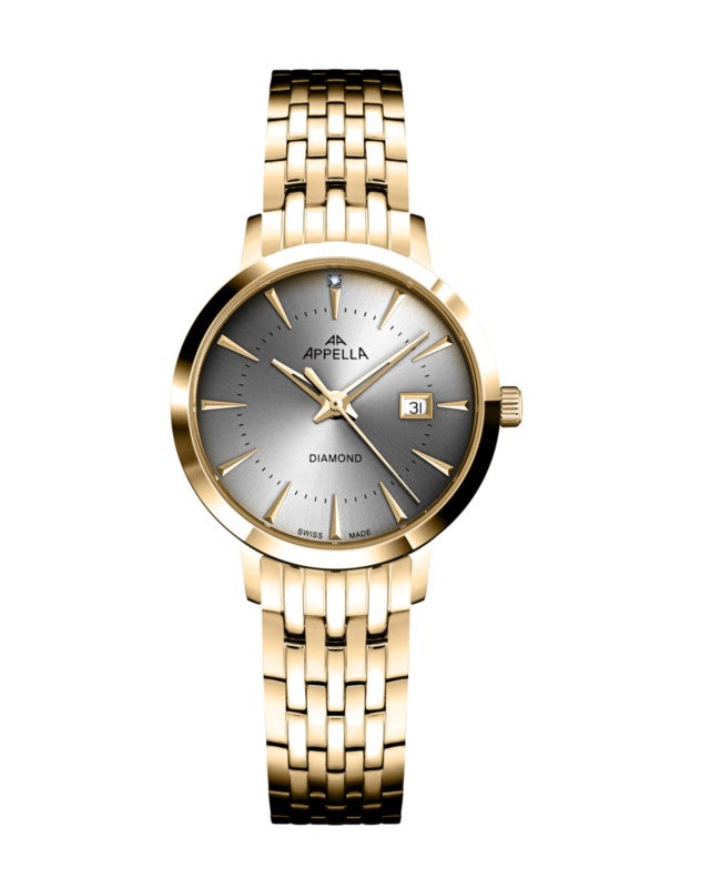 Ceas Appella, L32003.1197DQ, 31 mm, gold, cadran cu diamante (1 piatră)