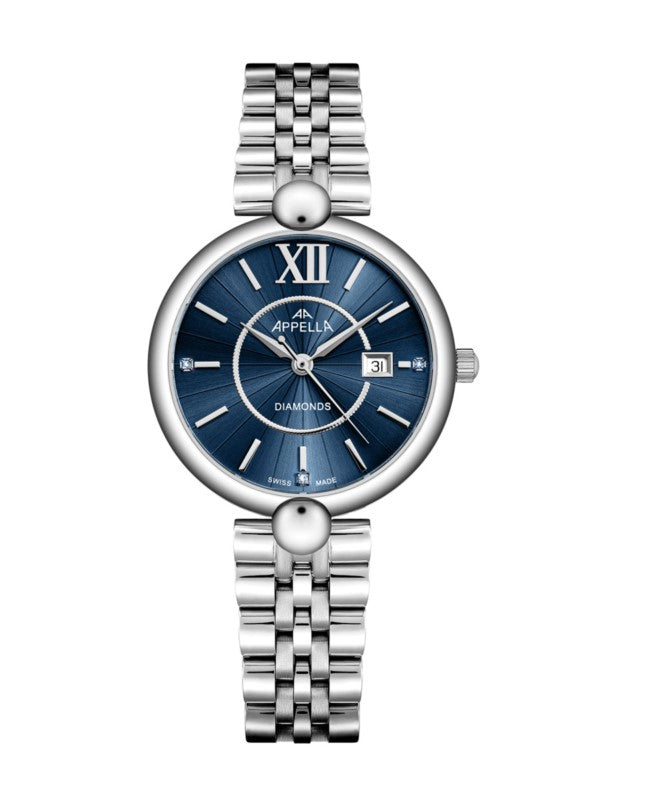 Ceas Appella, L50011.5165DQ, 31 mm, silver, cadran cu diamante (3 pietre)