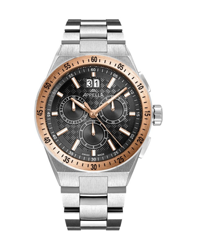 Ceas Appella, L70015.R116CH, 41 mm, silver - rose gold