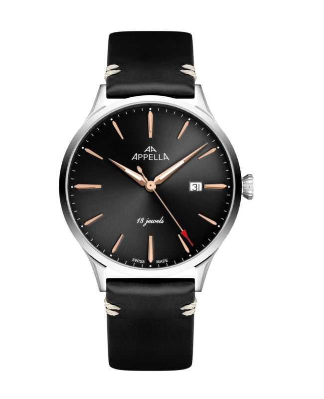 Ceas Appella, L90.52R6M, 41 mm, silver, capac spate cu sticlă de safir