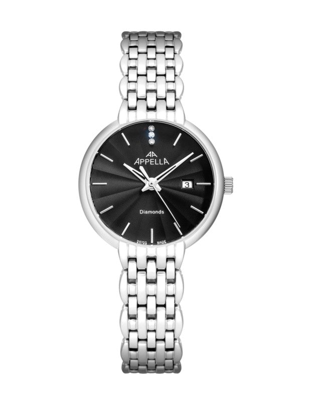 Ceas Appella, L32000.5114DQ, 31 mm, silver, cadran cu diamante (3 pietre)