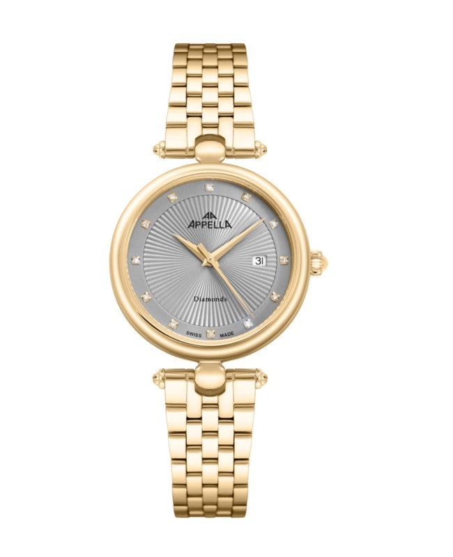 Ceas Appella, L50002.1147DQ, 31 mm, gold
grey, cadran cu diamante (12 pietre)