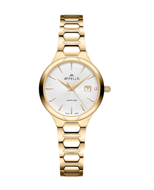 Ceas Appella, L50010.1113DQ, 31 mm, gold, cadran cu diamante (1 piatră)