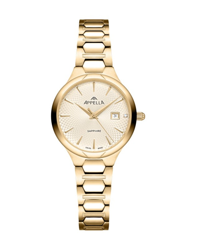 Ceas Appella, L50010.1111DQ, 31 mm, gold, cadran cu diamante (1 piatră)