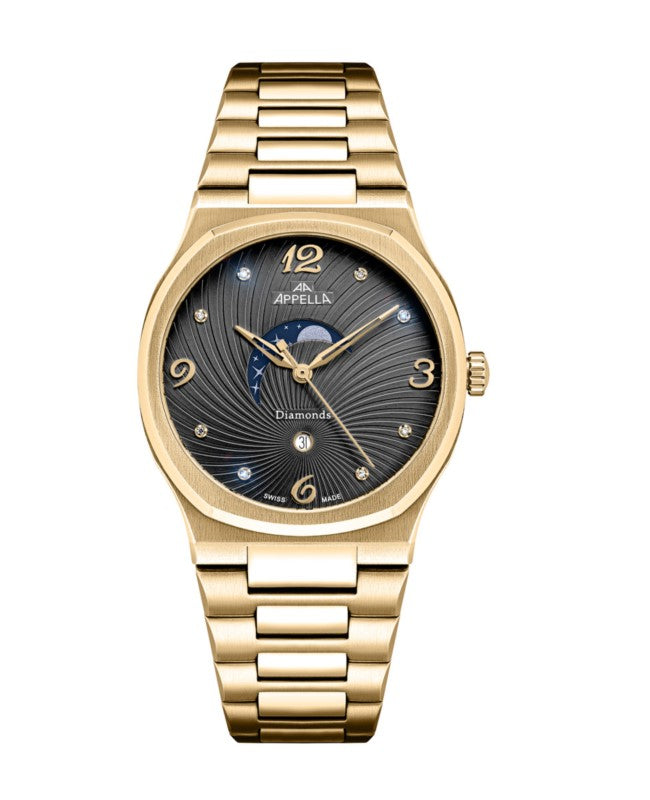 Ceas Appella, L32006.1176QD, 36,5 mm, gold, cadran cu diamante (8 pietre)