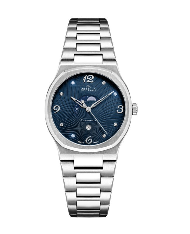 Ceas Appella, L32006.5175DQS, 33 mm, silver, cadran cu diamante (8 pietre)