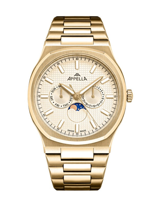 Ceas Appella, L12006.1111QF, 43 mm, gold