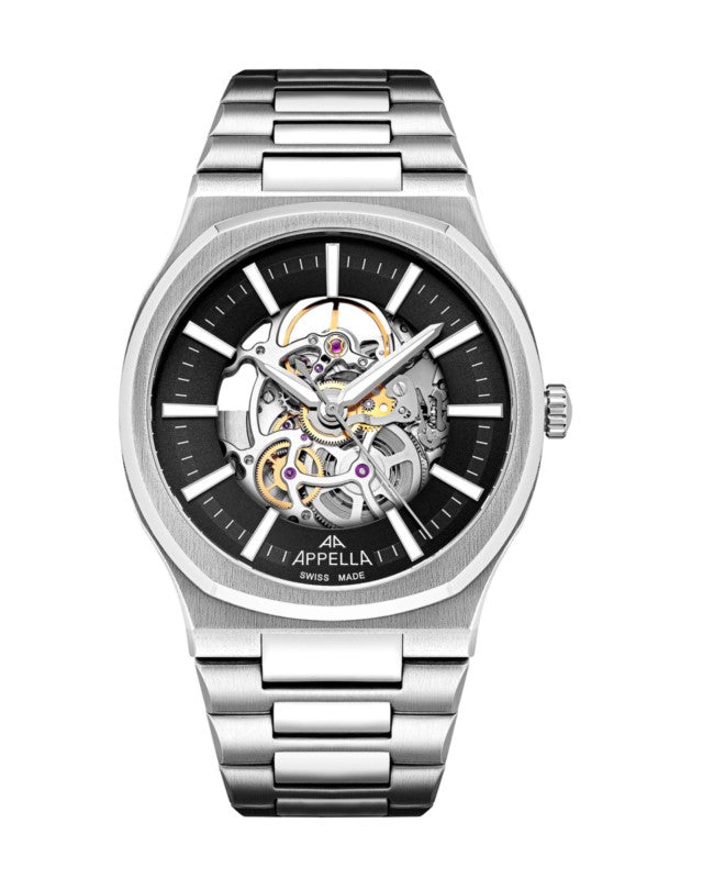 Ceas Appella, L12006.5114ASQ, 43 mm, silver, capac spate cu sticlă de safir