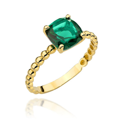 Inel de aur din colectia "PIATRA COLORATA" - patrat verde cuart