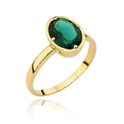 Inel de aur din colectia "PIATRA COLORATA" - cuart oval verde