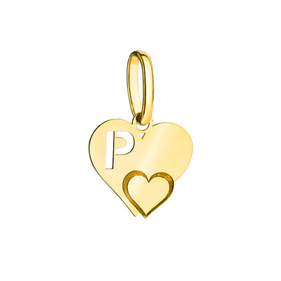 Pandantiv litera P din aur cu inimă