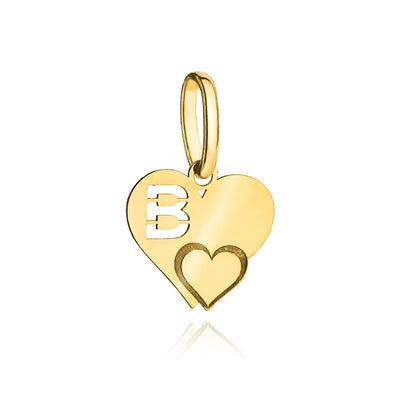 Pandantiv de aur cu litera B cu o inimă