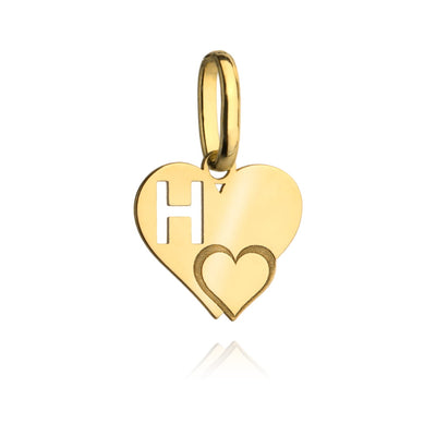 Pandantiv litera H din aur cu inimă