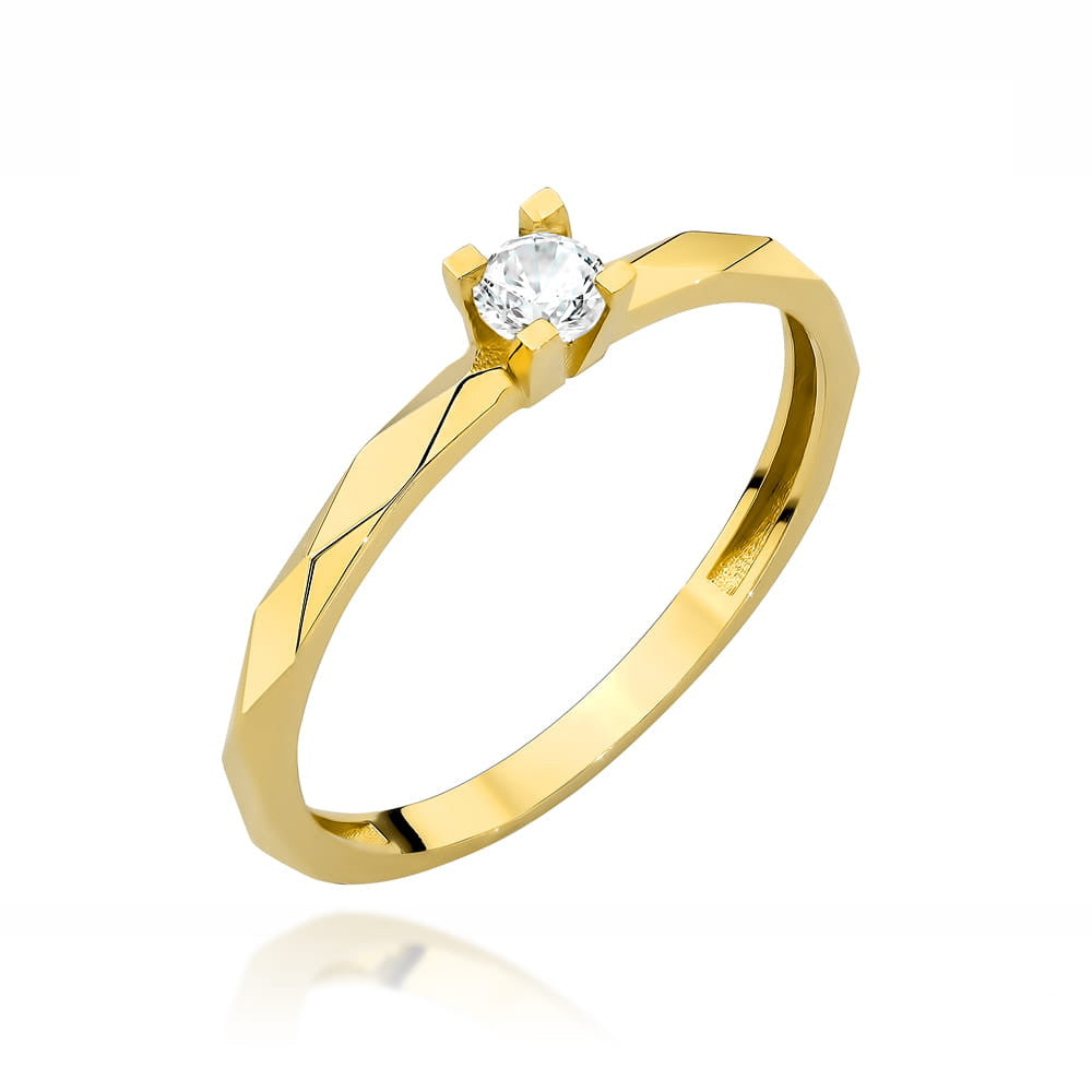 Inel de aur cu diamant și zirconiu pătrat cu laba pătrată