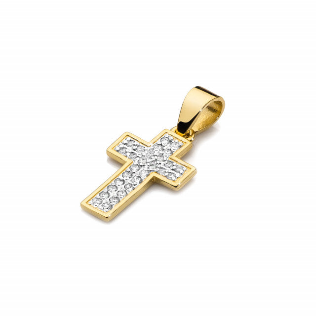 Pandantiv Cruce Aur 14 K cu Diamante 0.24 ct