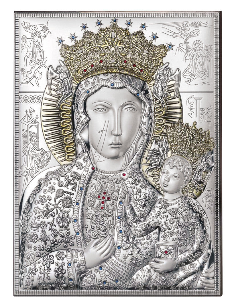 Tablou Maica Domnului cu Pruncu Argint 925 13x18cm