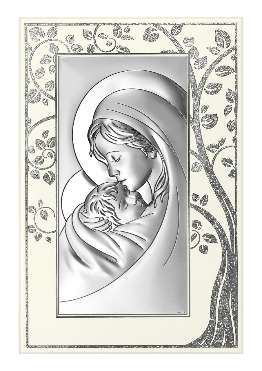 Tablou Maica Domnului cu Pruncu Argint 925 16x24cm