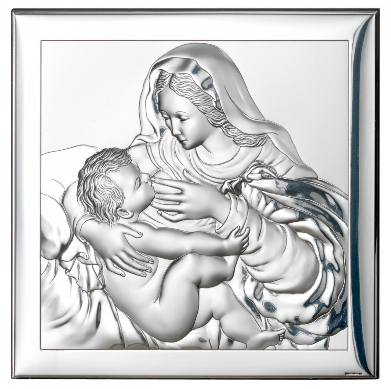 Tablou Maica Domnului cu Pruncul Argint 925 12x12 cm