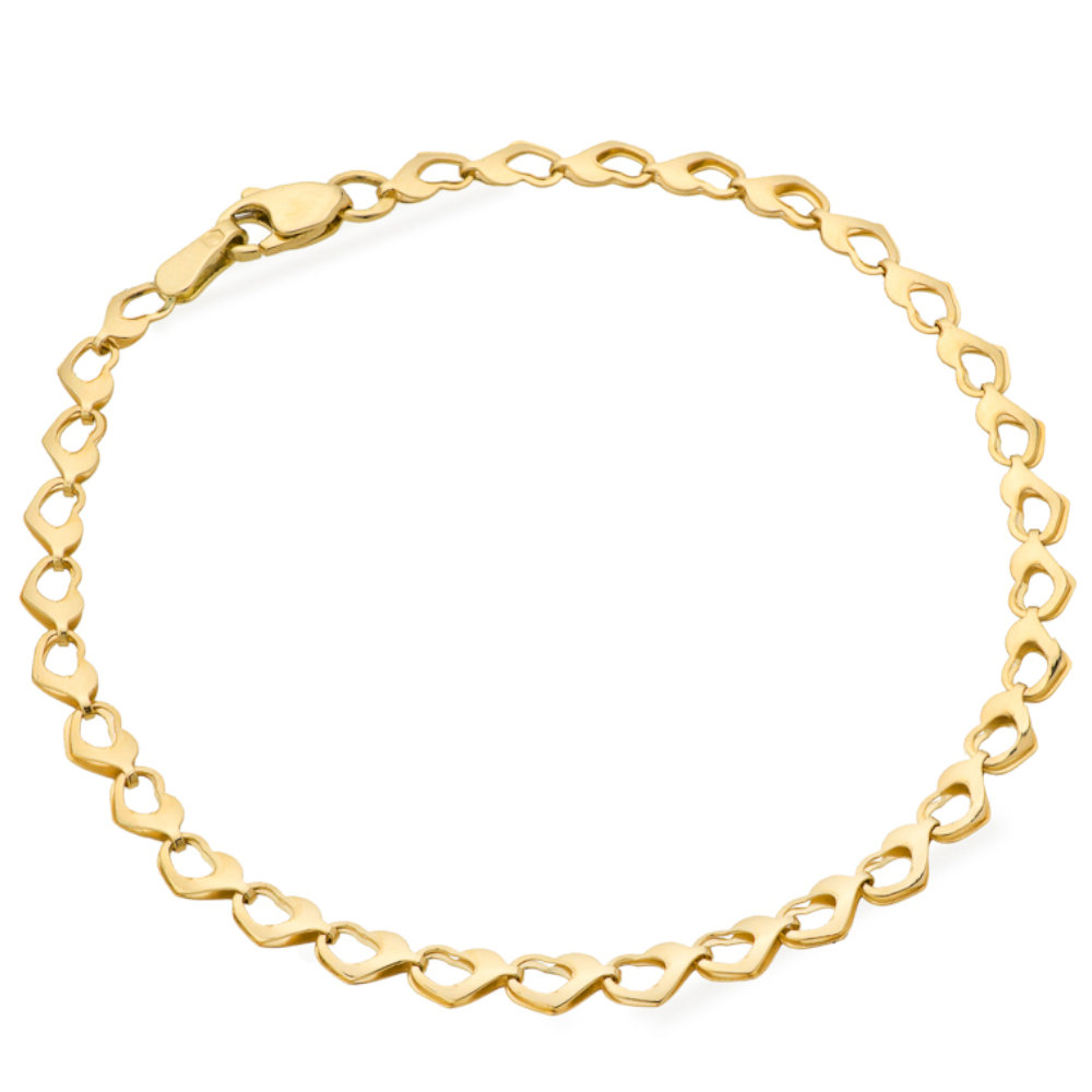 Bratara cu Inimioare Impletite- Aur 14k