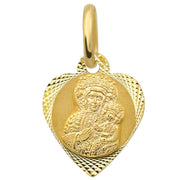 Medalion Inima Aur 14k cu Iisus Hristos si Maica Sfanta