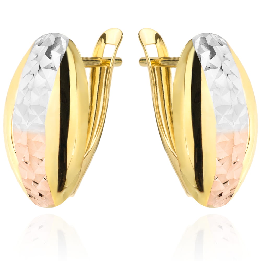 Cercei Aur 14k cu Model Roz si Alb