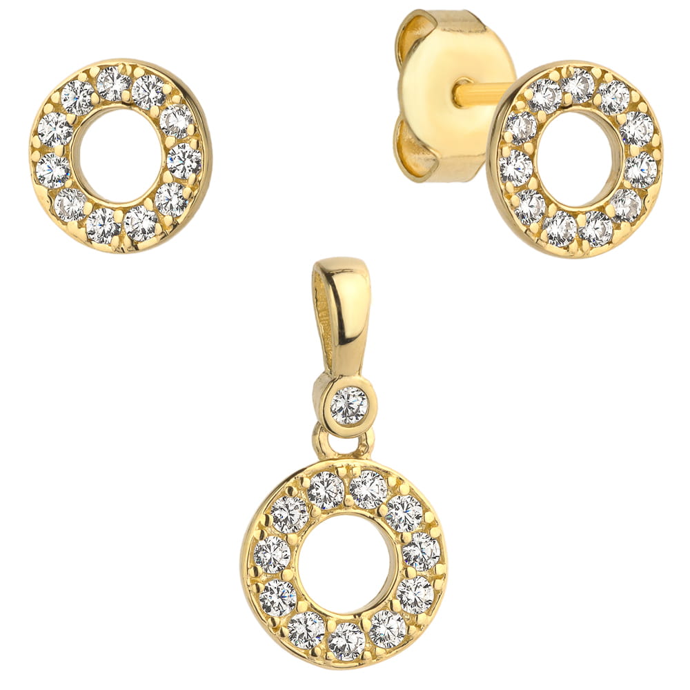 Set Cercei + Pandantiv si Cristale- Aur 14k