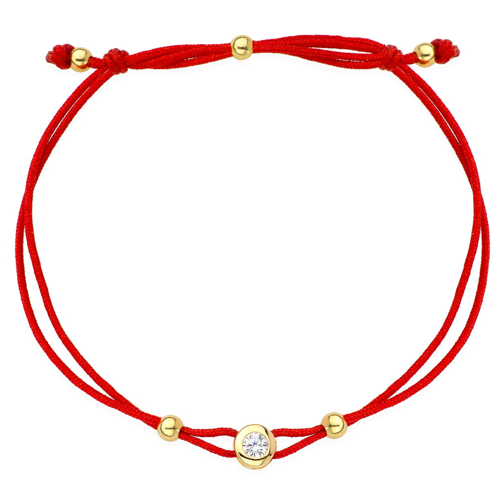 Bratara din Aur 14k cu Zirconi - snur rosu