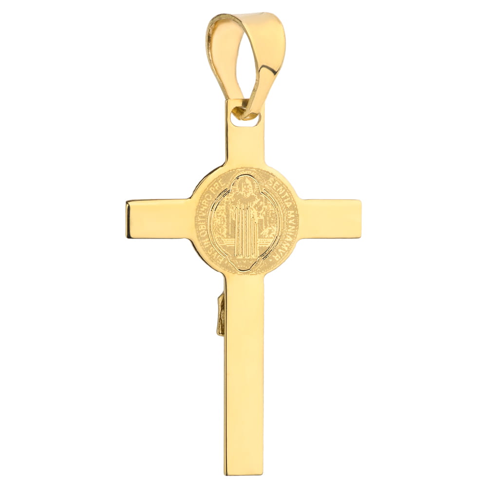 Cruciuliță Benedictină Din Aur Galben 14K