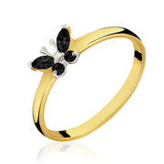 Inel BUTTERFLY negru din Aur 8K cu diamant 1/1004c