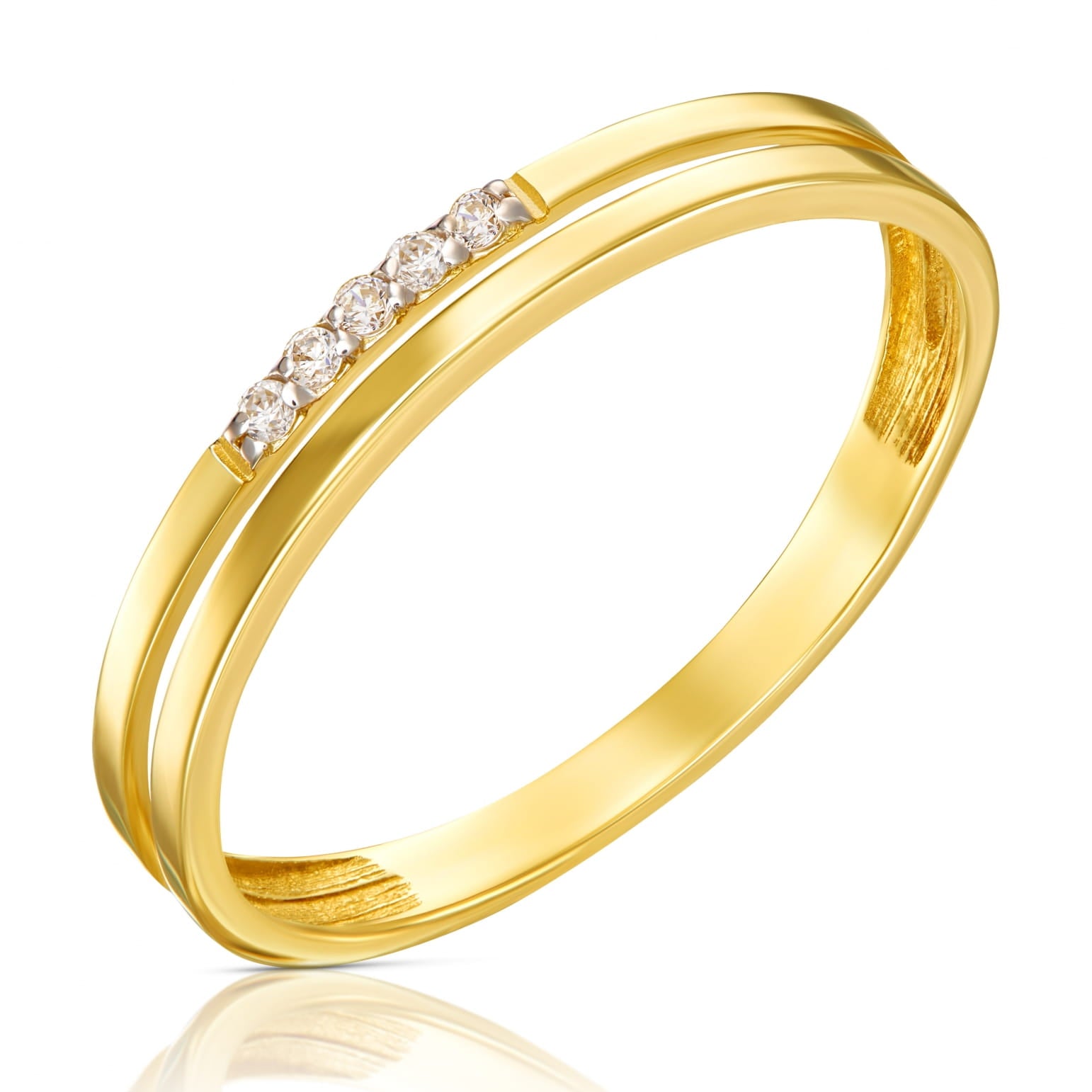 Inel dublu de aur cu zirconiu cubic. 333 3/1661