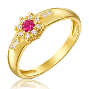Inel Aur 8K cu zirconii Flower