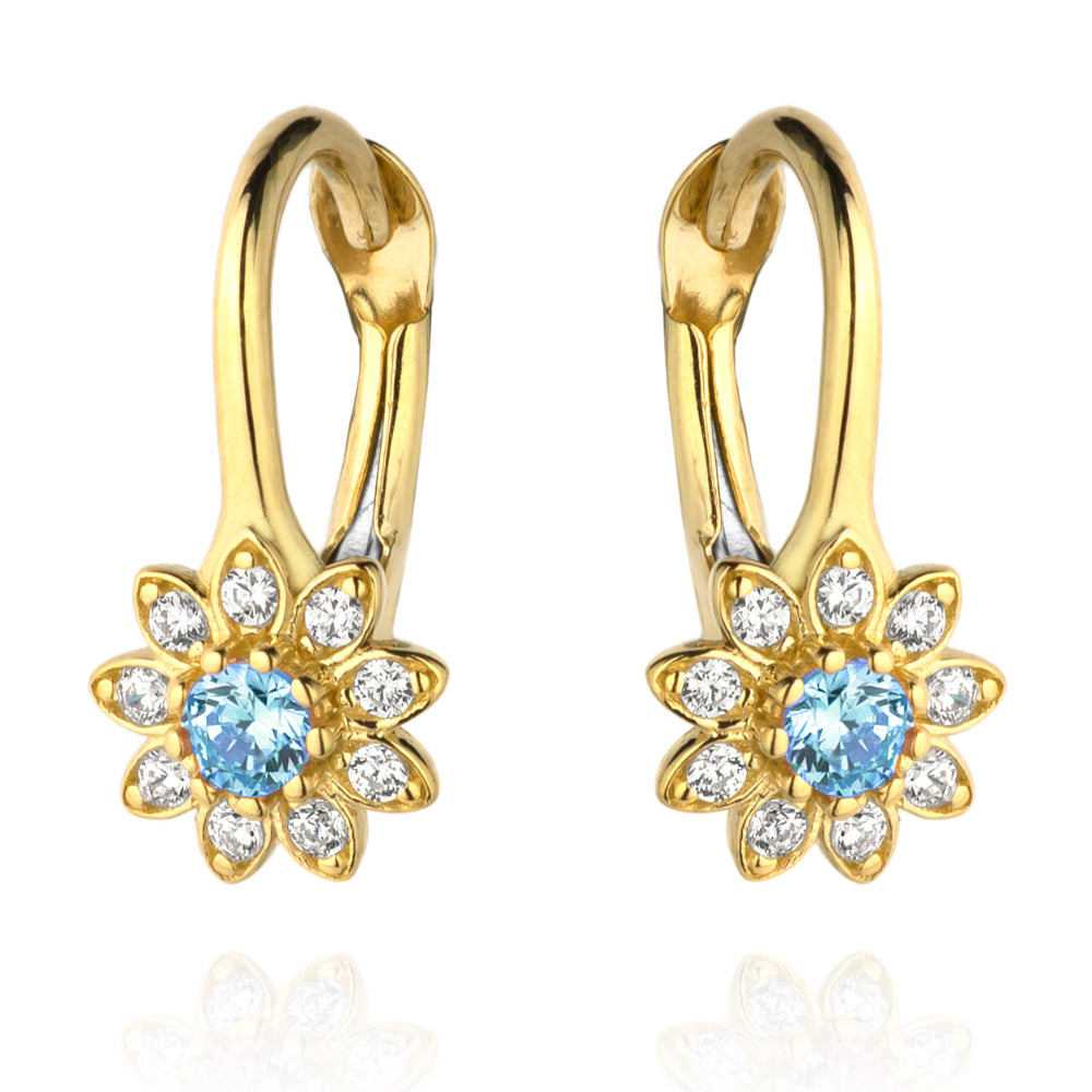 Cercei Aur 14k cu Floricele si Zirconii