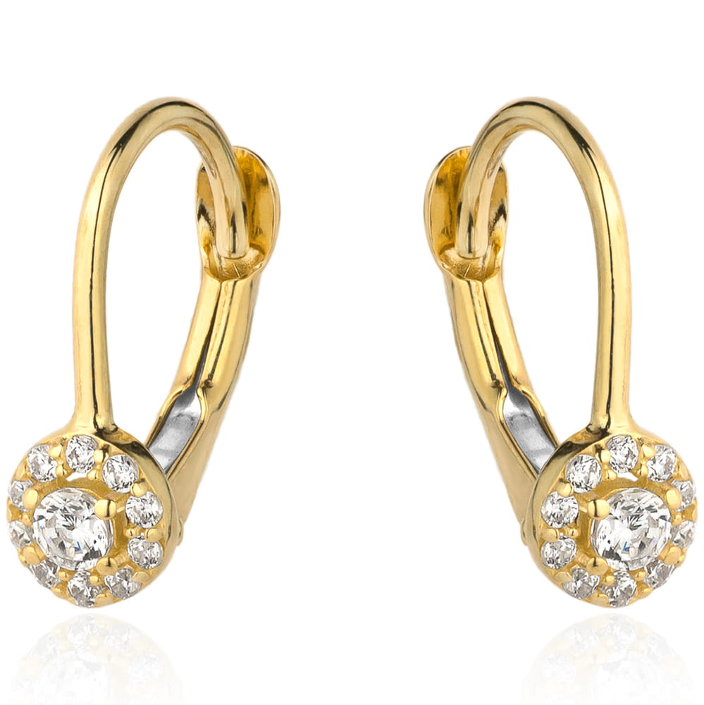 Cercei Aur 14k cu Zirconii Albe