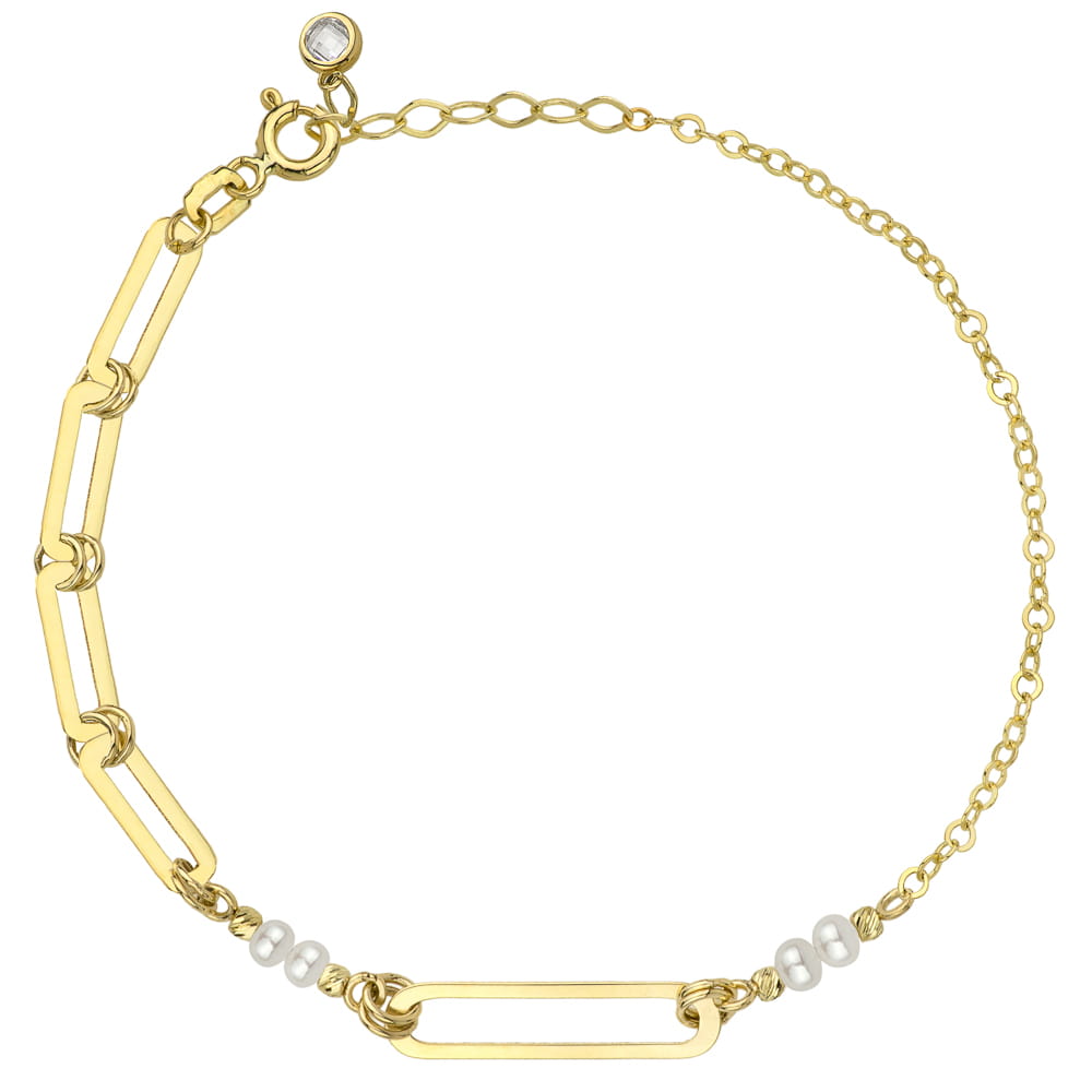 Bratara Lant cu Zale si Perle- Aur 14k