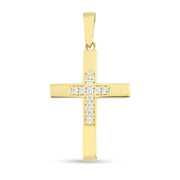 Pandantiv Aur 14k cu Cruce si Zirconii Albe