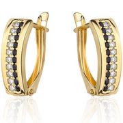 Cercei Aur 14k cu Zirconii Albe si Negre