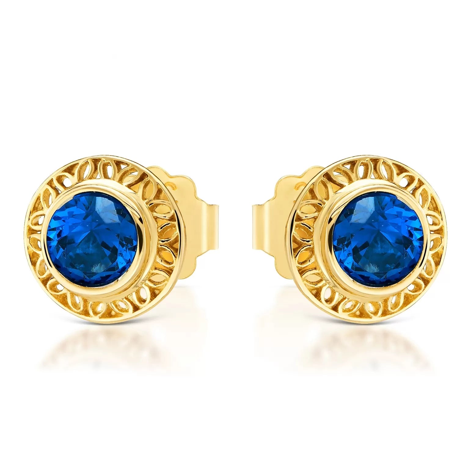 Cercei Aur 8K Ajour cu Zirconiu Albastru