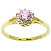 Inel Elegant din Aur 8K cu Floare Roz
