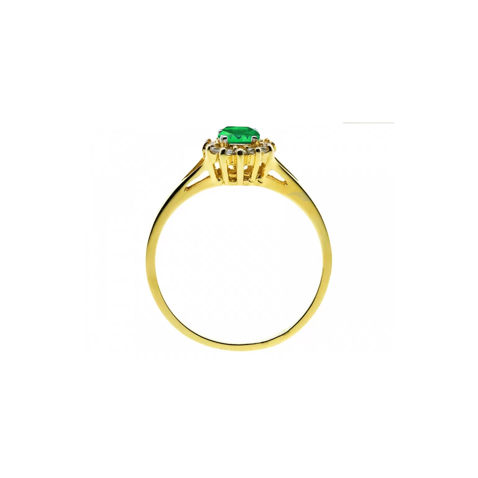 Inel Elegant din Aur 8K cu Design Floral și Piatră Verde Centrală