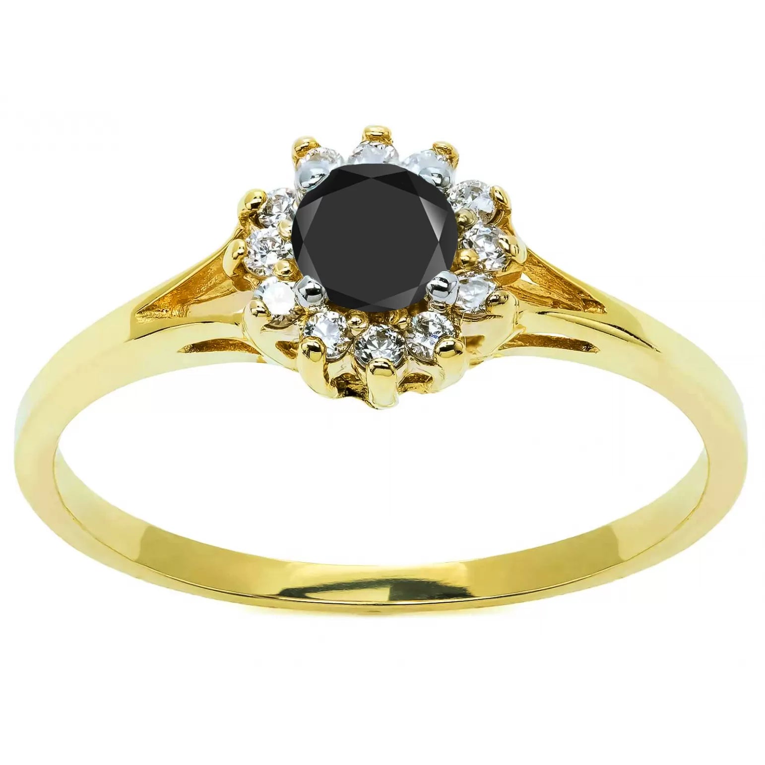 Inel elegant cu flori din aur, negru pr. 333 2.1455c