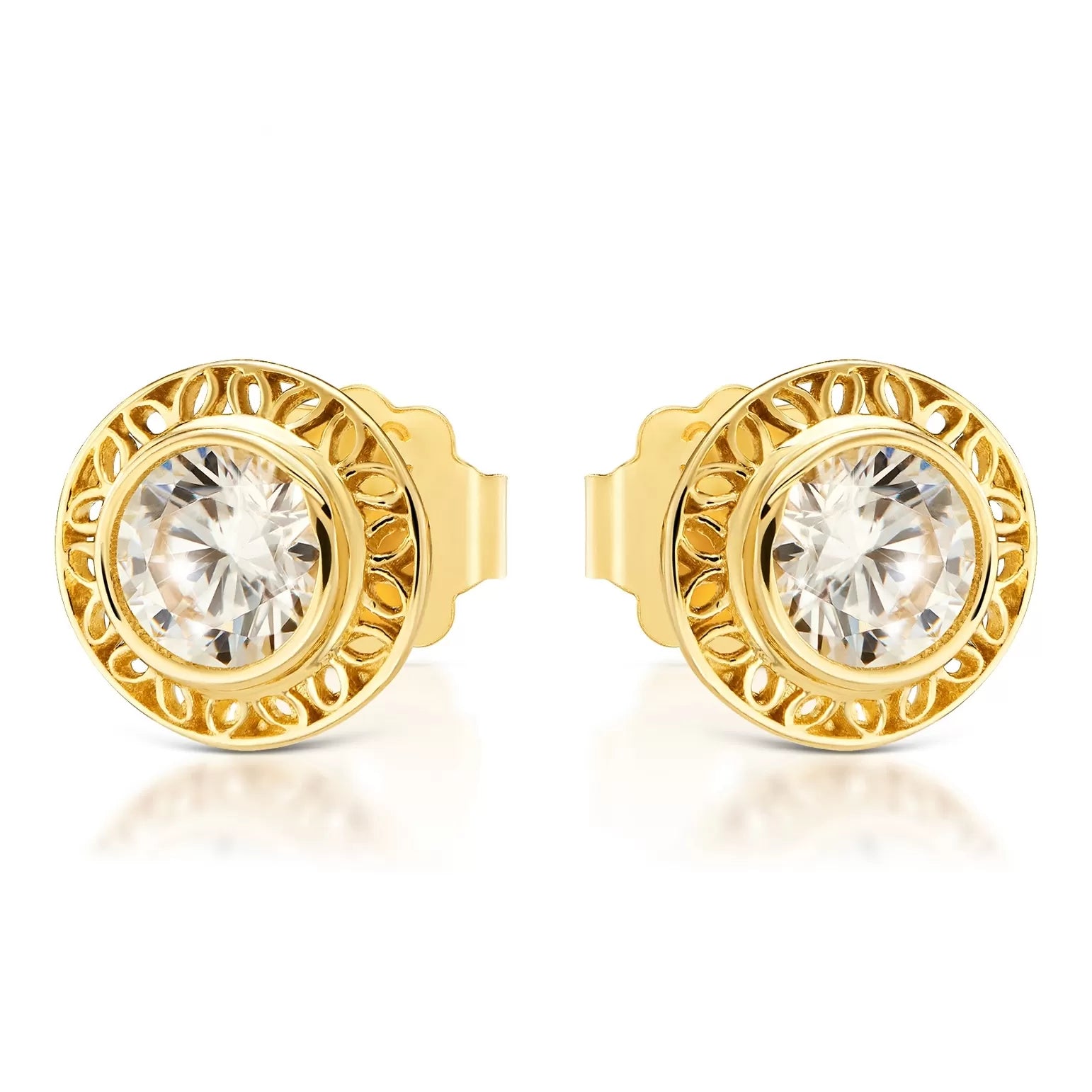 Cercei Aur 8K Ažur Cu Zirconiu Alb