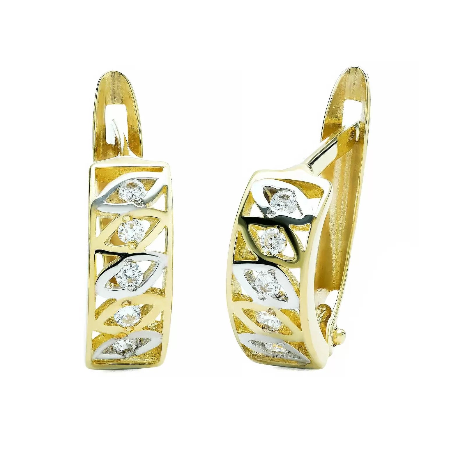 Cercei Aur 8K Model Ajurat cu Zirconii, Rafinați și Moderni