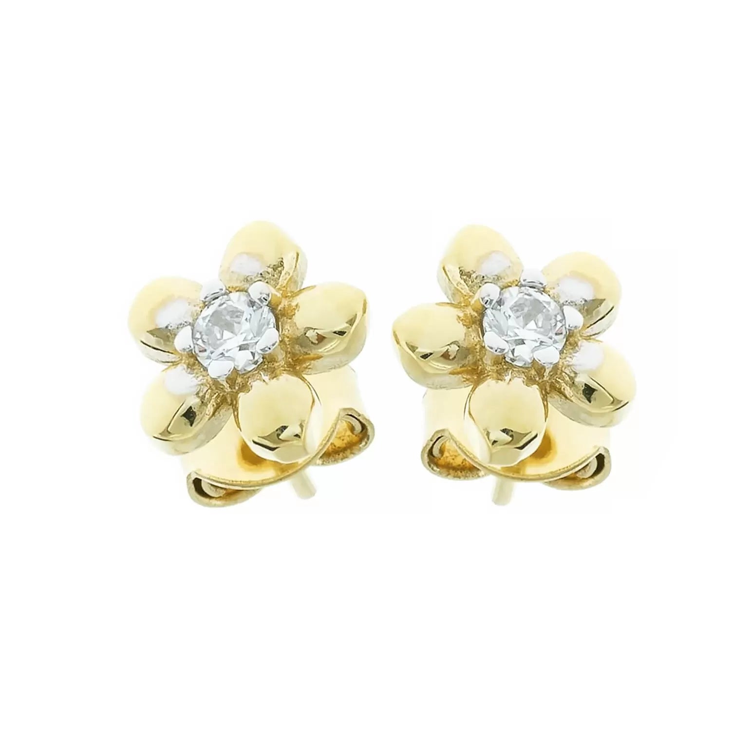 Cercei Aur 8K cu Zirconiu Alb, Model Floare